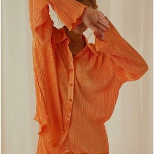 Pepper Mayo Plisse Set / Shirt size:US 8, UK 12 Pant size: US 6, UK 10